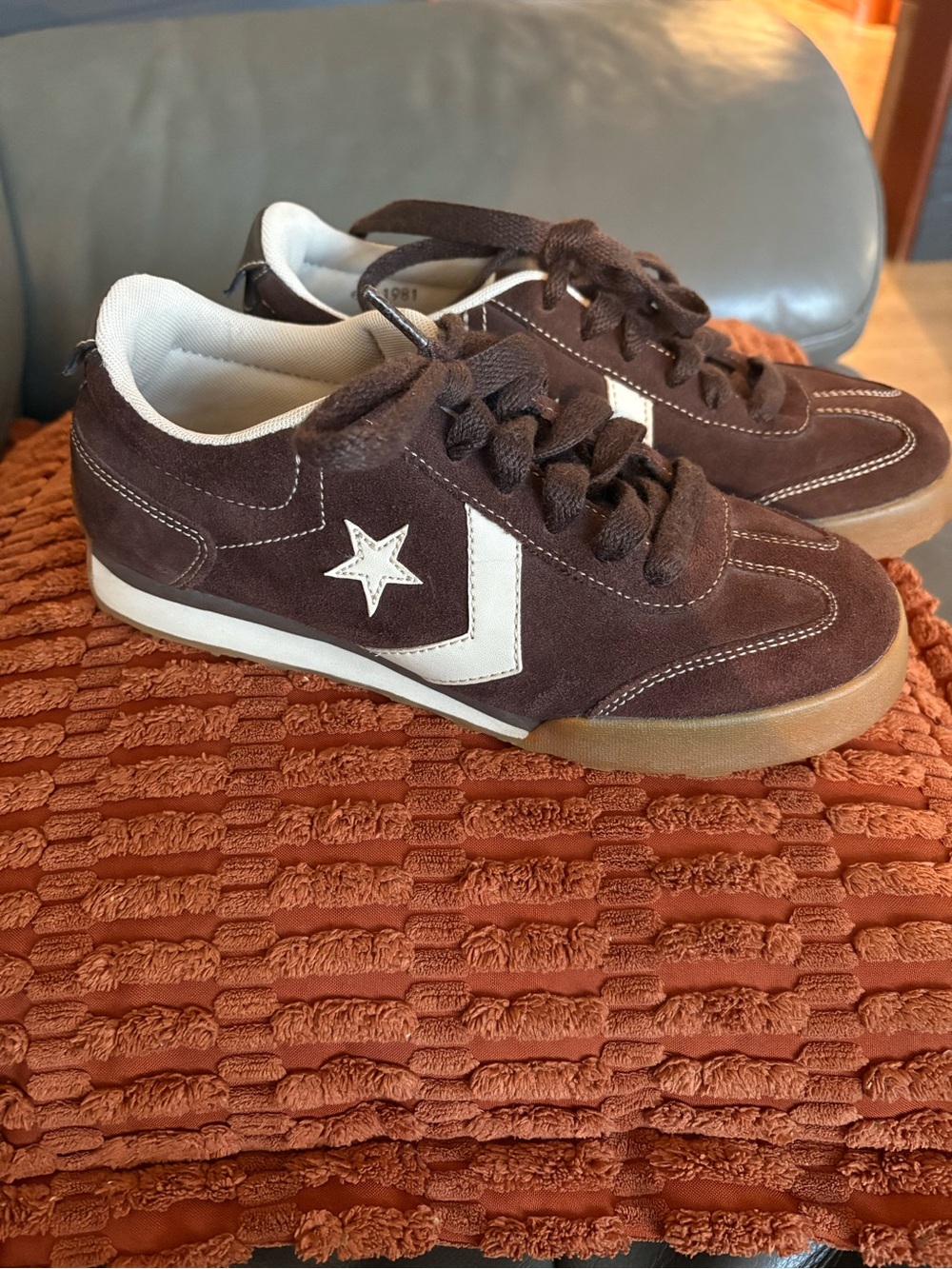Converse Brown Suede Low-Top Sneakers with White Chevron Star